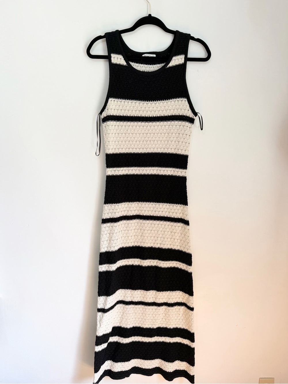 By the river crochet knit maxi dress black and white vacation resort wear large